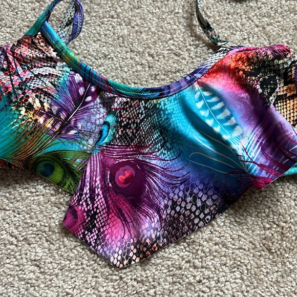 OP Multicolored Draped Bandeau Tribal Bikini Top. Size Medium (7-9) - Picture 9 of 9